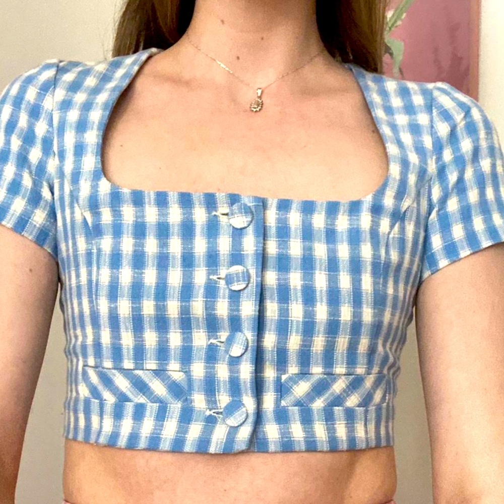 Zara gingham crop top, size M